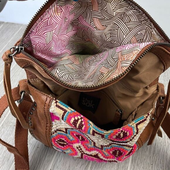 The Sak Women's Embroidered Equestrian Aztec Pattern Metal-Stud Crossbody Bag - Picture 10 of 13